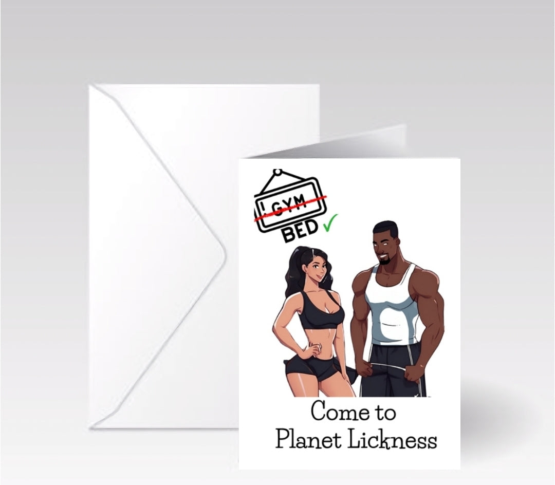 Fitness theme "Planet Lickness" card