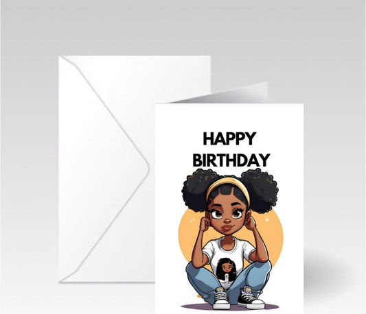 Afro Puff Kid Card