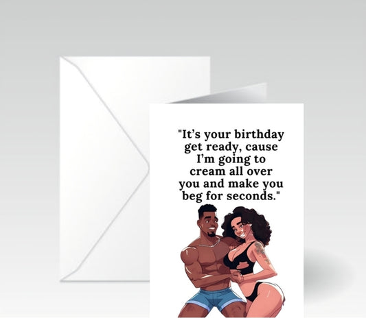 Cream Naughty Birthday Card